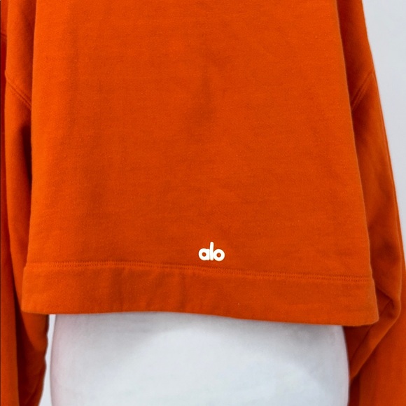 ALO Yoga Bold Orange Hoodie  Drawstring Crop Jumper Pullover Sweater Size S - Picture 7 of 11